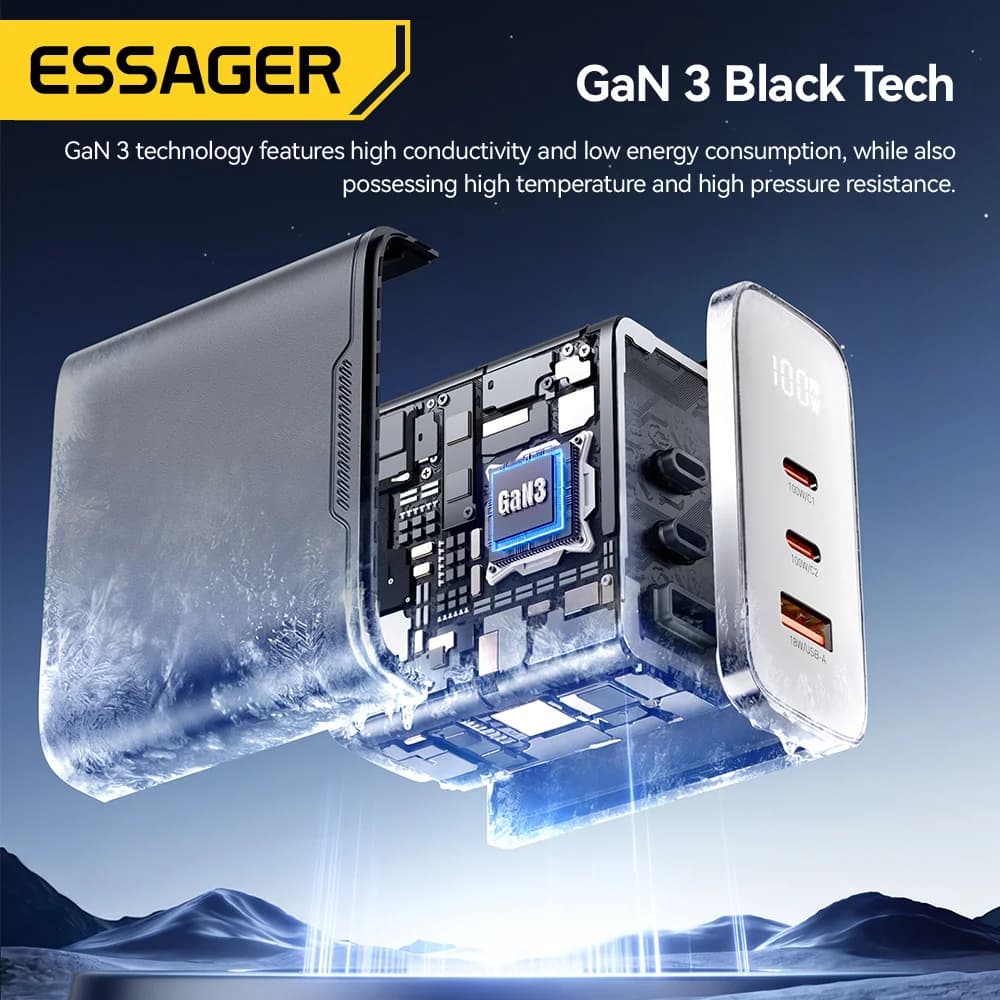 100W GaN USB-C nabíječka s digitálním displejem