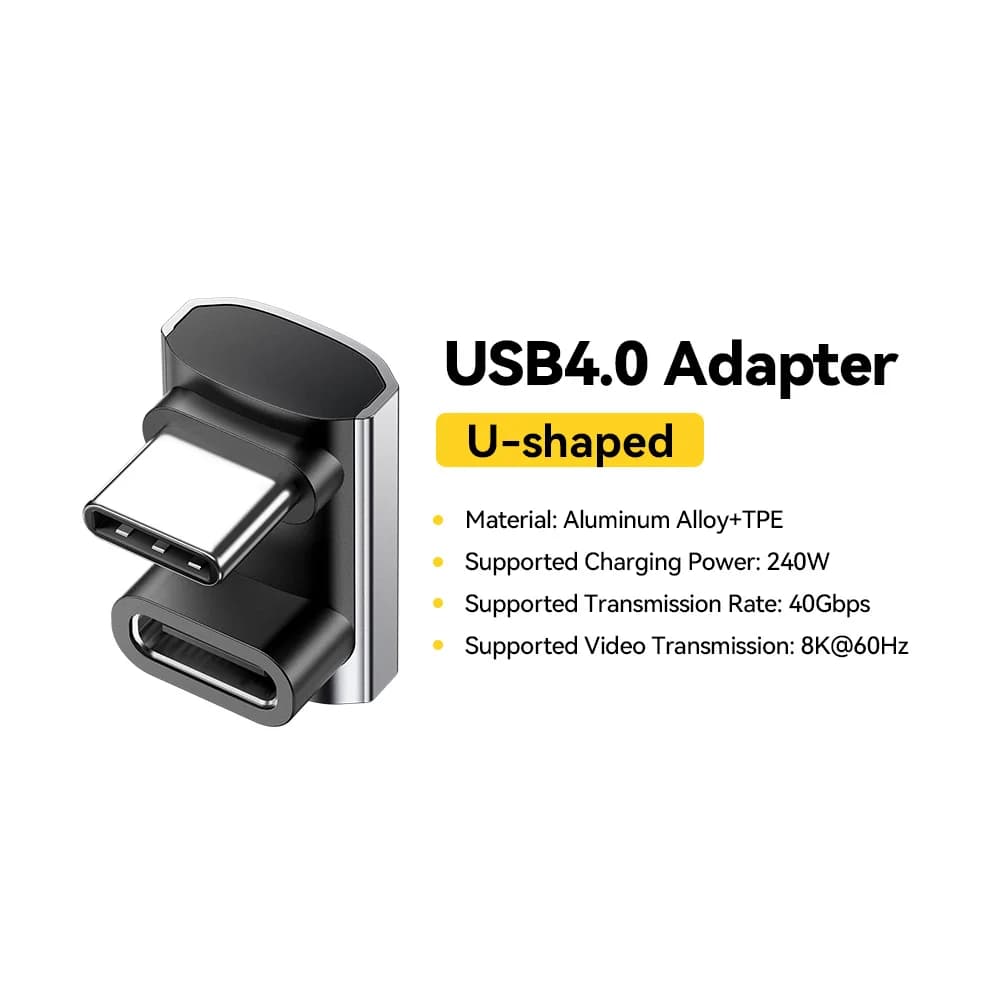 USB4.0 240W 90-stupňový OTG datový adaptér 8K