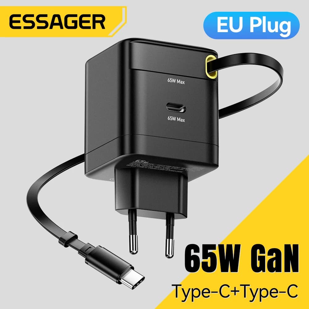65W GaN nabíječka se zasouvacím kabelem USB-C