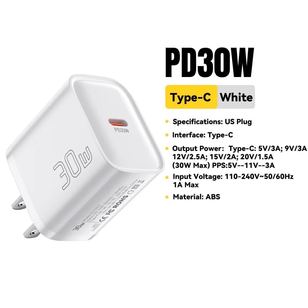 Mini USB-C PD rychlonabíječka 30W