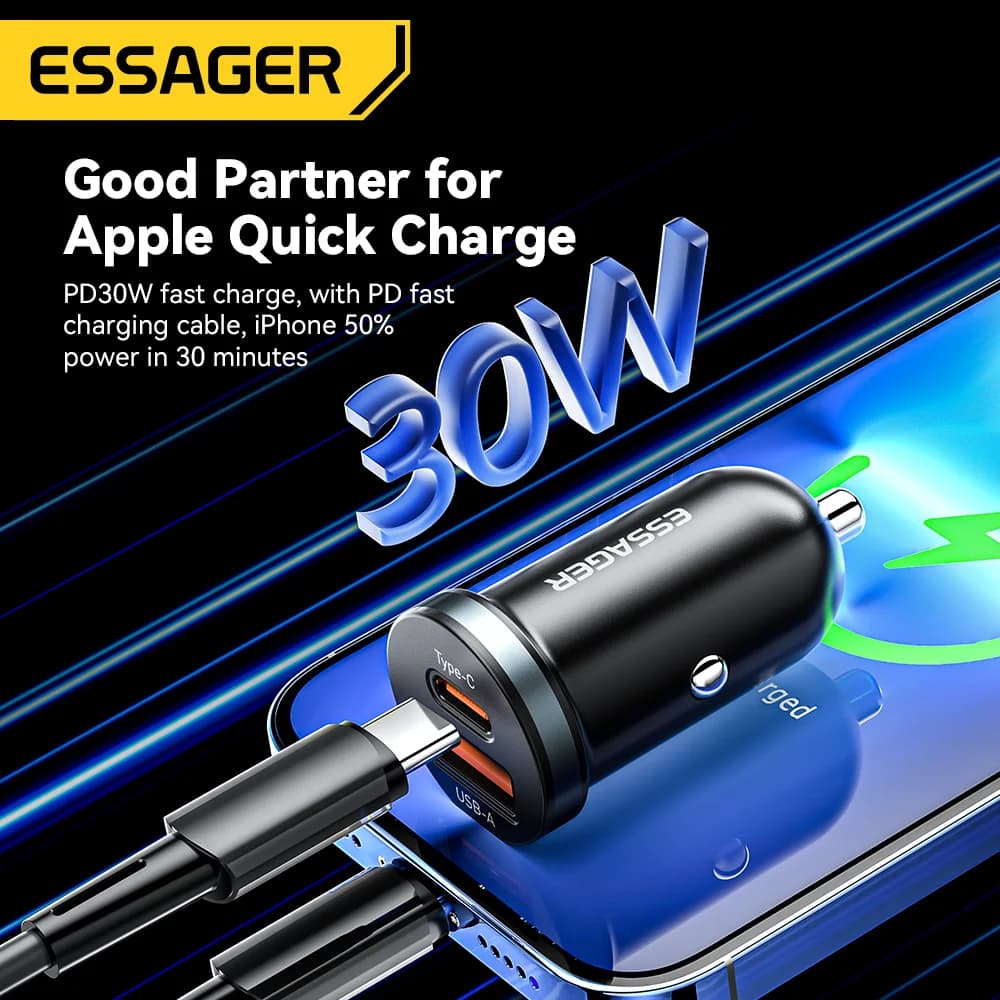Automobilová nabíječka USB-C 30W s Quick Charge 3.0
