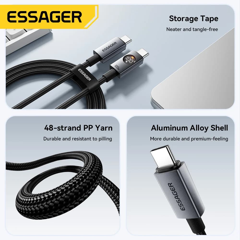 Kabel USB-C na USB-C 100W s digitálním displejem