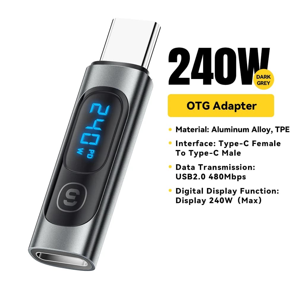 USB-C na USB-C OTG adaptér s digitálním displejem