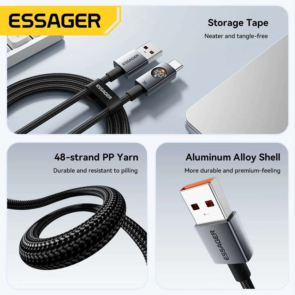 Kabel USB-C 7A 100W s digitálním displejem