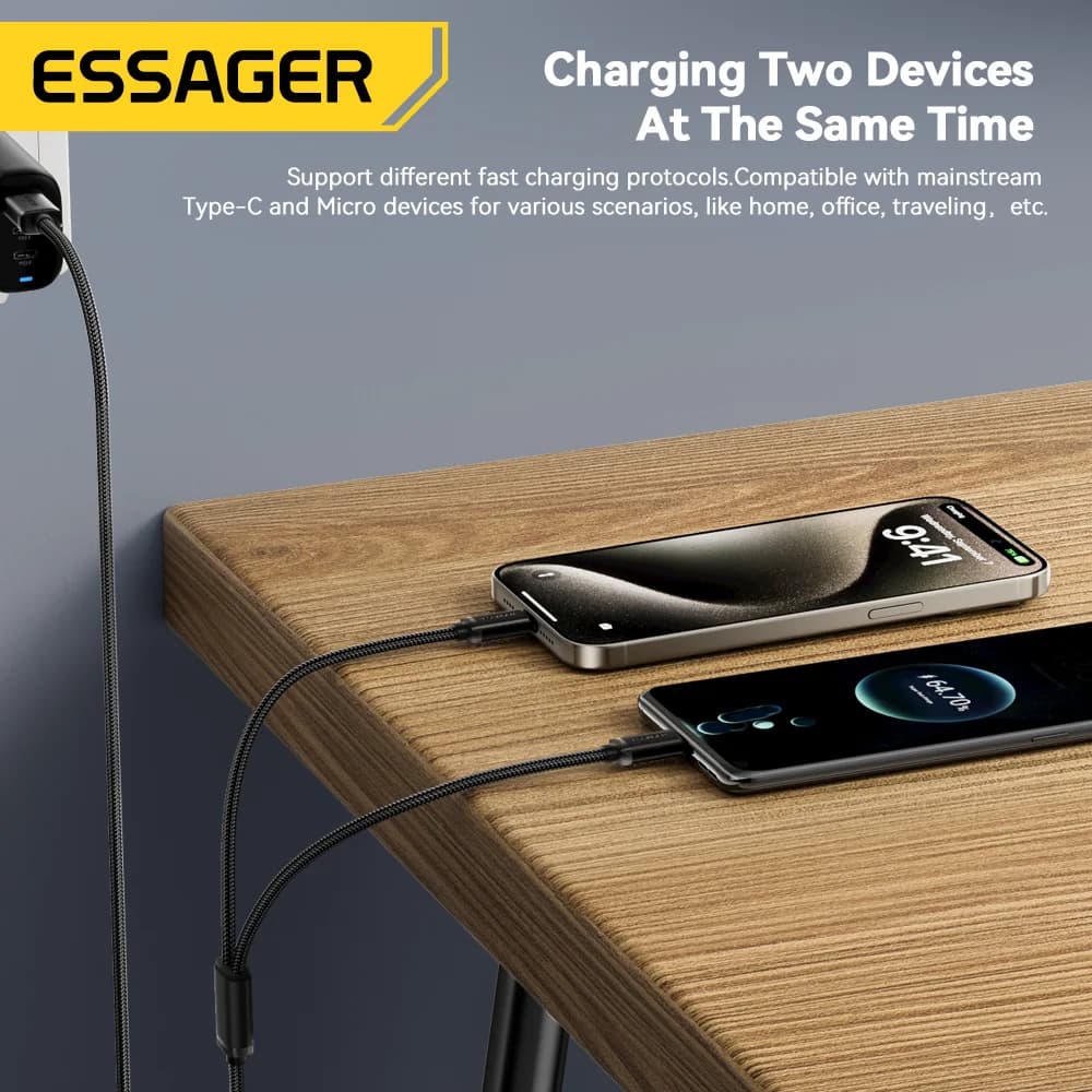 2v1 nabíjecí kabel USB Type-C a Micro USB s rychlonabíjením