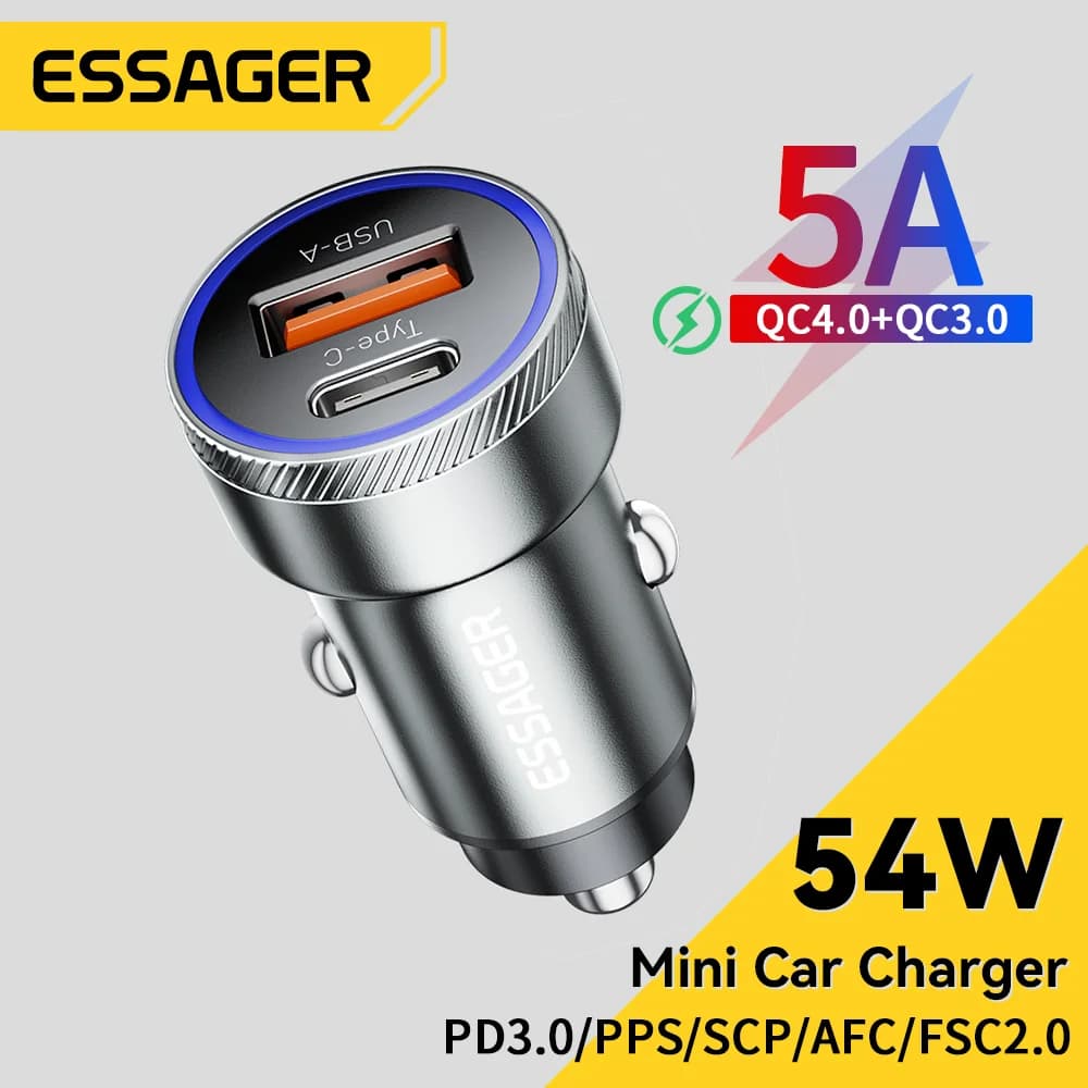 Automobilová nabíječka USB 54W s PD a QC 3.0