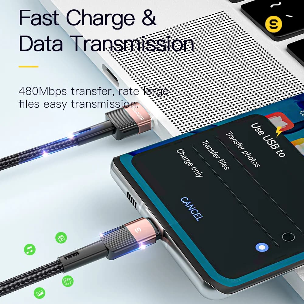 Datový kabel USB-C pro rychlé nabíjení 7A 66W