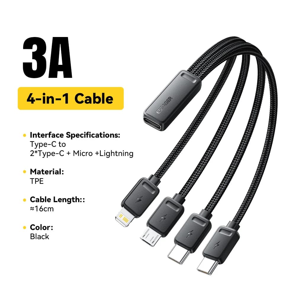 Přenosný 4v1 multi USB nabíjecí kabel