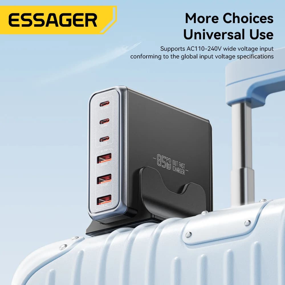 Stolní nabíjecí stanice GaN USB-C, 85W, 6 portů