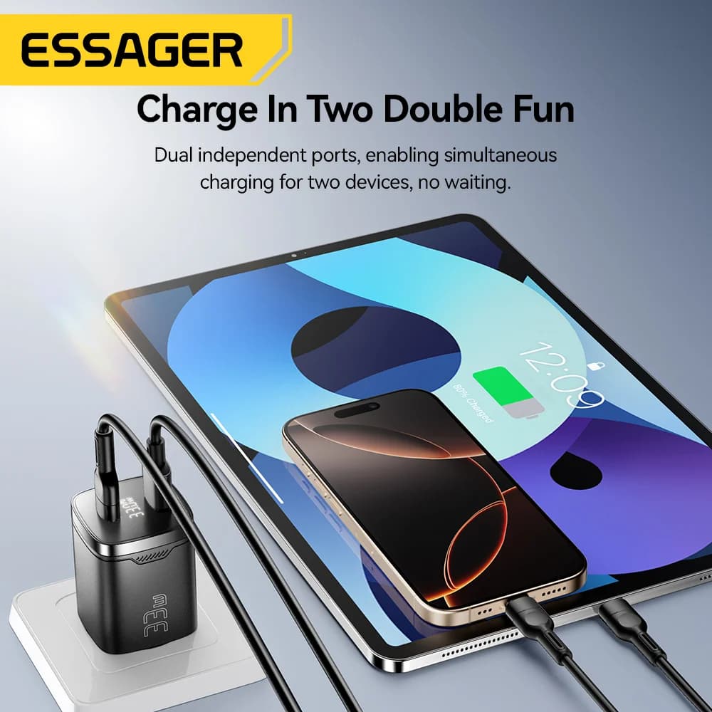 33W GaN USB-C nabíječka s digitálním displejem PD