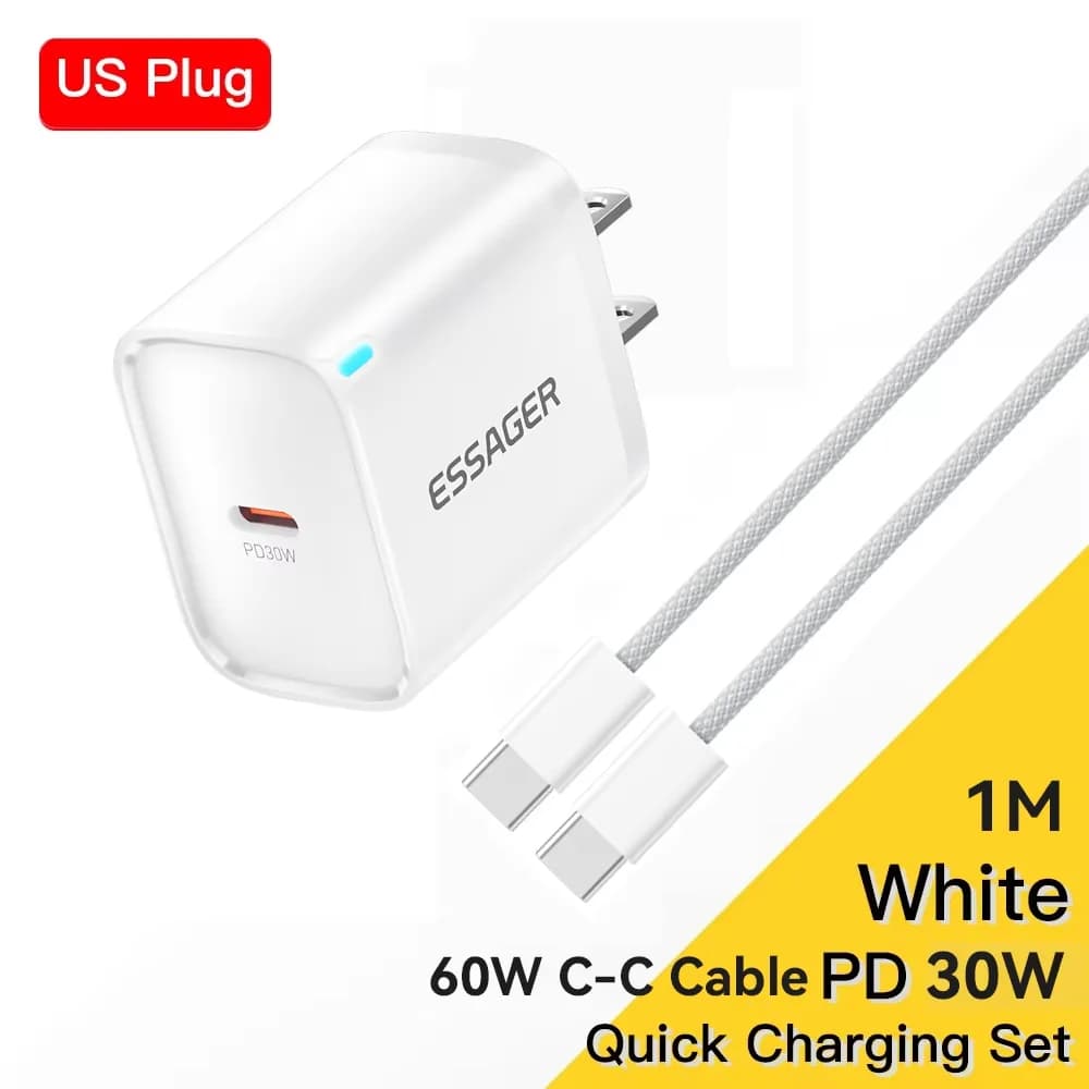 30W Mini USB-C nabíječka se sadou kabelů Lightning