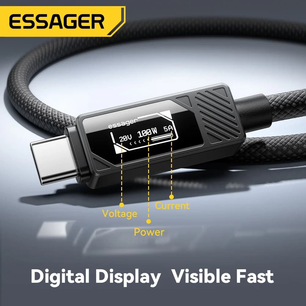 USB-C kabel 100W s digitálním displejem PD nabíjení