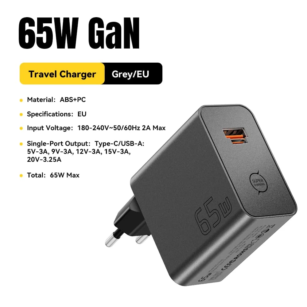 65W GaN 2v1 USB Type-C rychlonabíječka