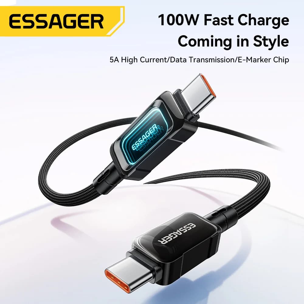 100W LED kabel USB-C na USB-C pro rychlé nabíjení