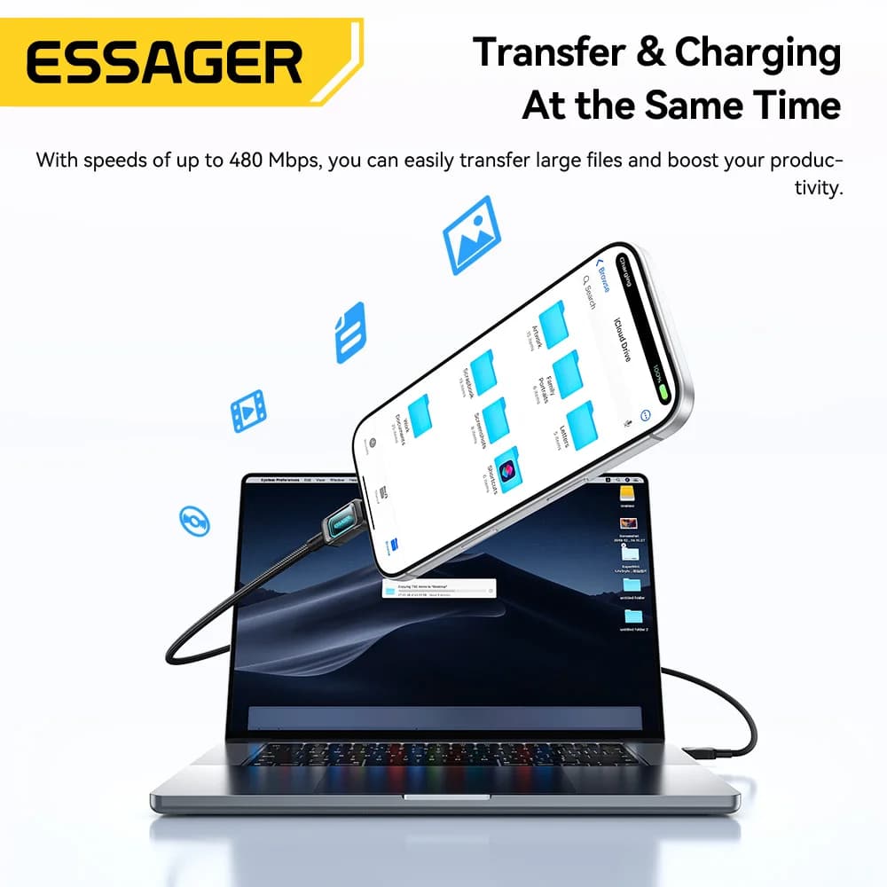 100W LED kabel USB-C na USB-C pro rychlé nabíjení