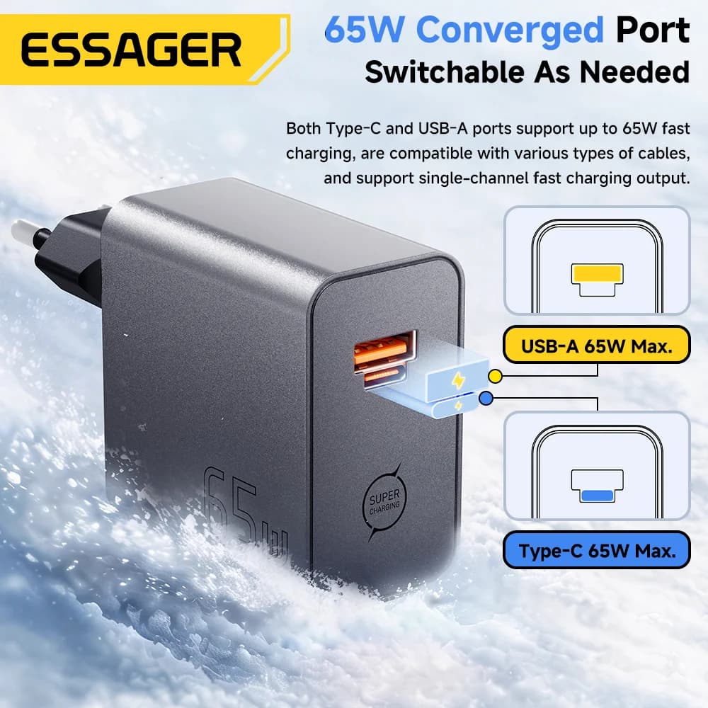65W GaN 2v1 USB Type-C rychlonabíječka