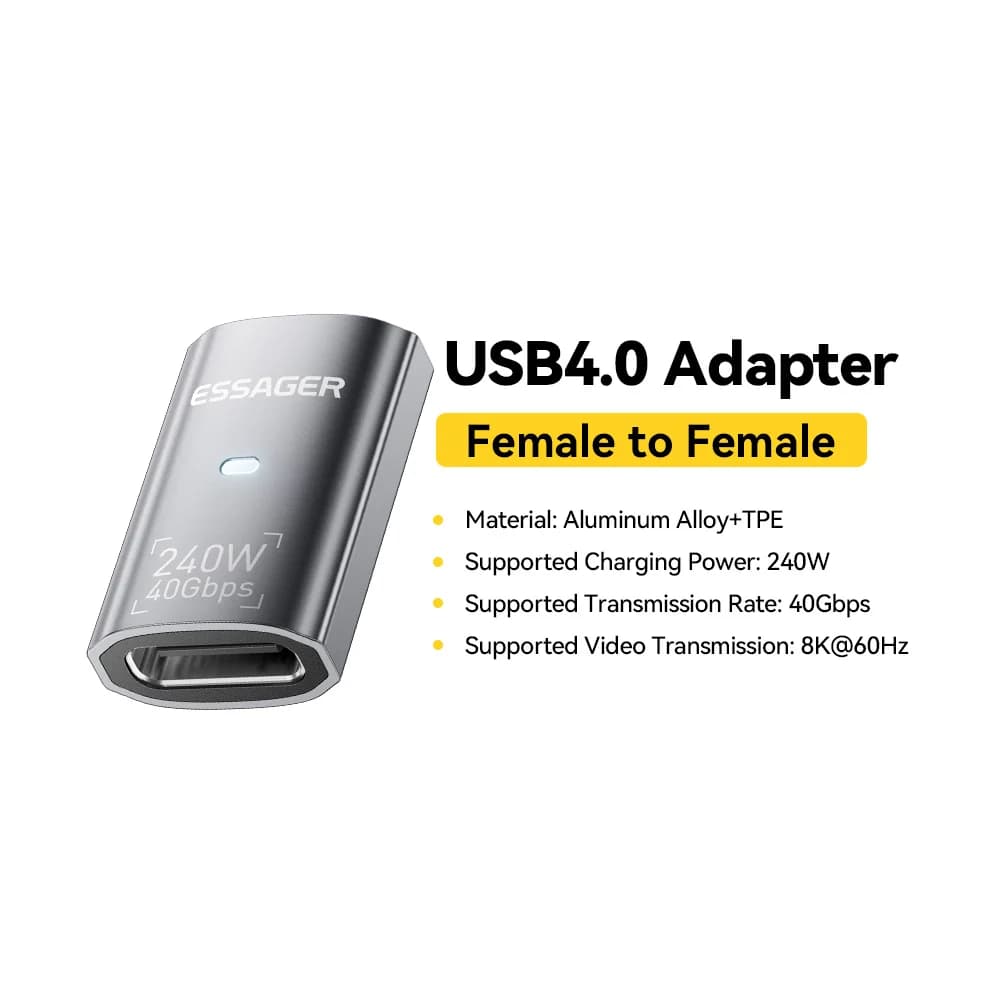 USB4.0 240W 90-stupňový OTG datový adaptér 8K