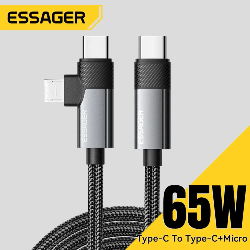 2v1 65W PD rychlonabíjecí kabel Type-C/USB-A na Micro