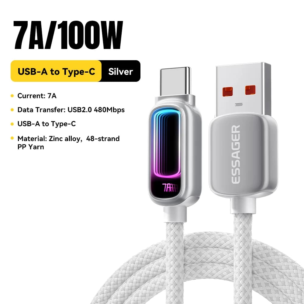 7A 100W PD rychlonabíjecí USB-C kabel