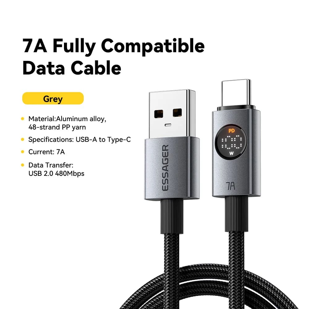 Kabel USB-C 7A 100W s digitálním displejem