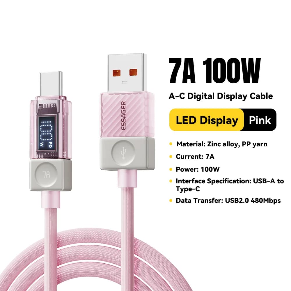 Kabel USB-C s LED displejem, 240W, podpora PD 3.1 (100W)