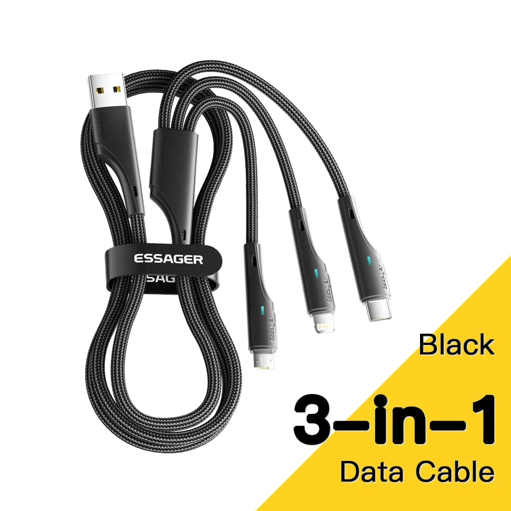 3v1 multifunkční nabíjecí kabel USB-C Micro USB Lightning