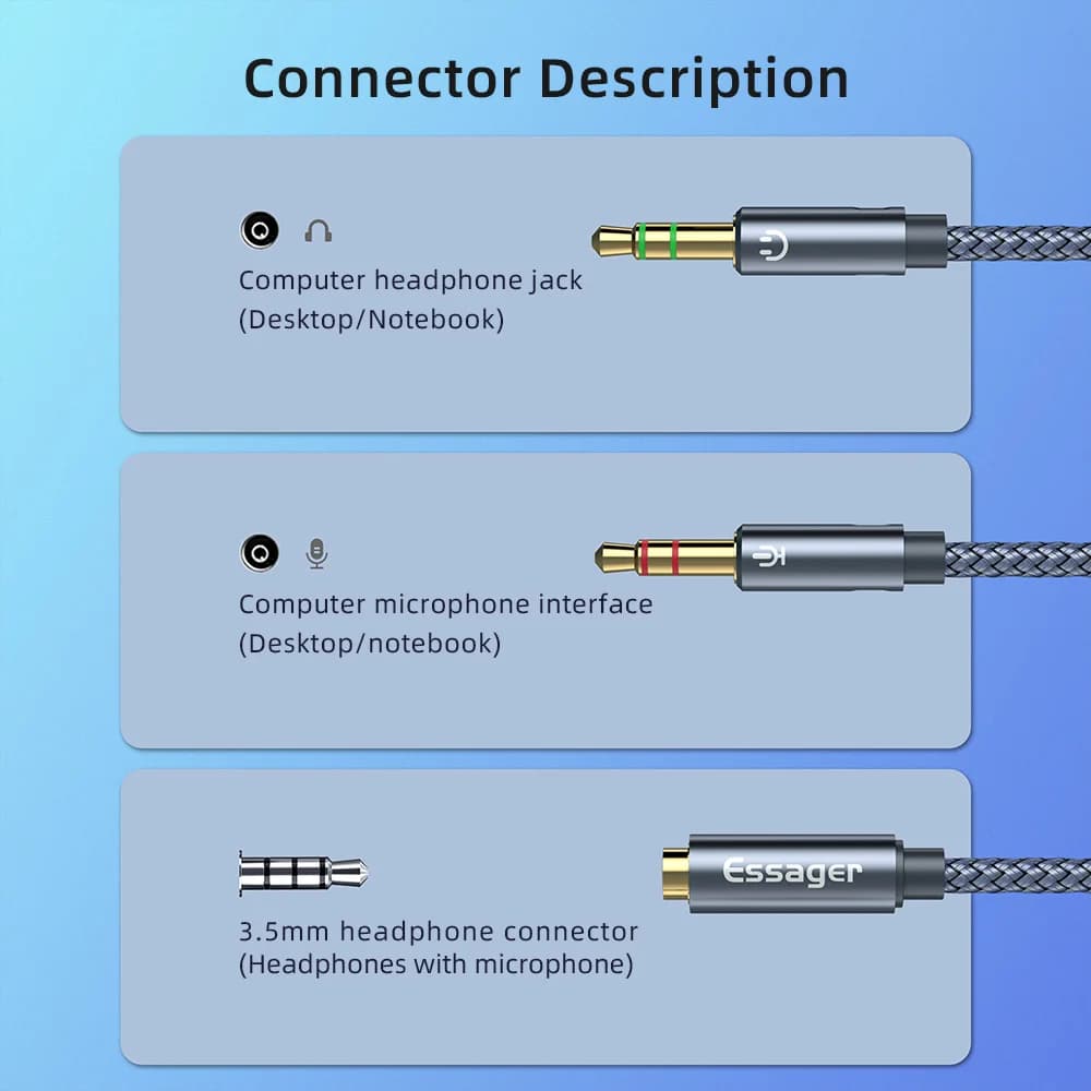 Rozdělovač zvuku 3,5mm Y-adapter kabel