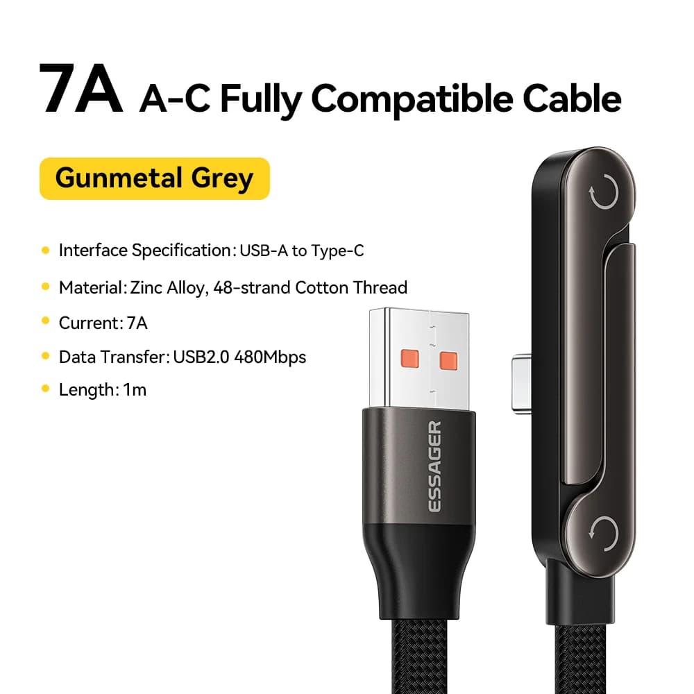 100W skládací kabel USB Type-C s držákem na telefon