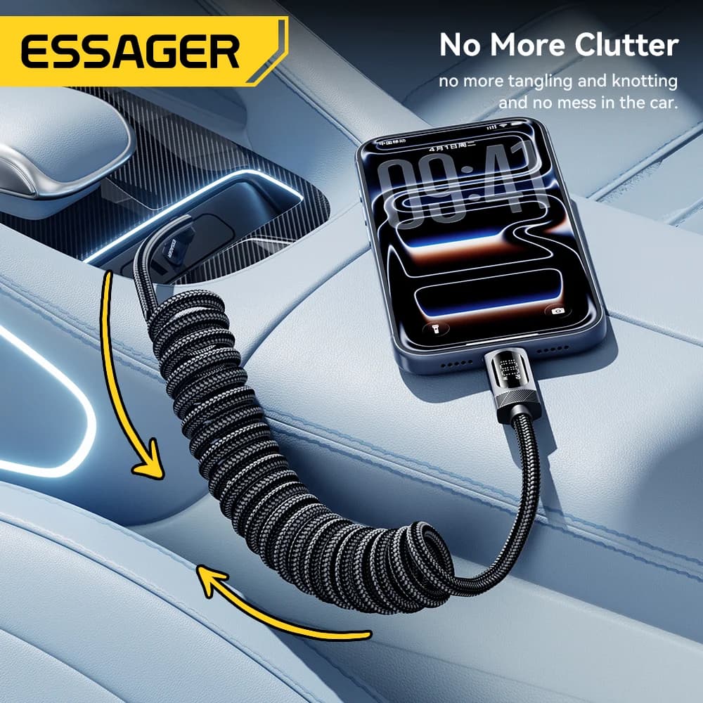 Pružinový automobilový kabel USB-C na USB-C 100 W