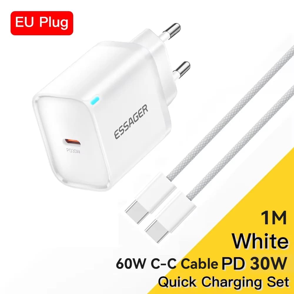 30W Mini USB-C nabíječka se sadou kabelů Lightning