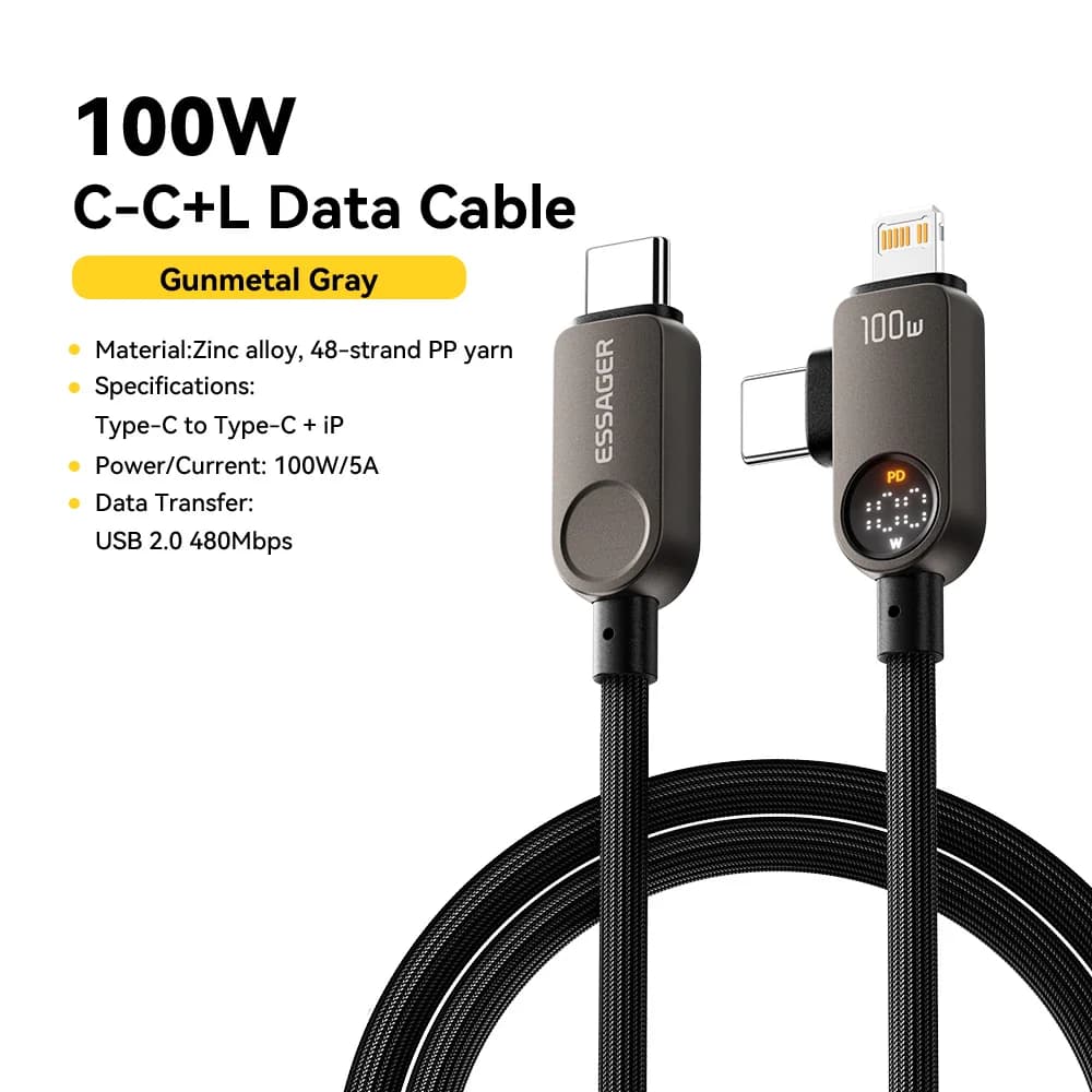 Kabel 2-v-1 USB-C na Lightning, 100W PD