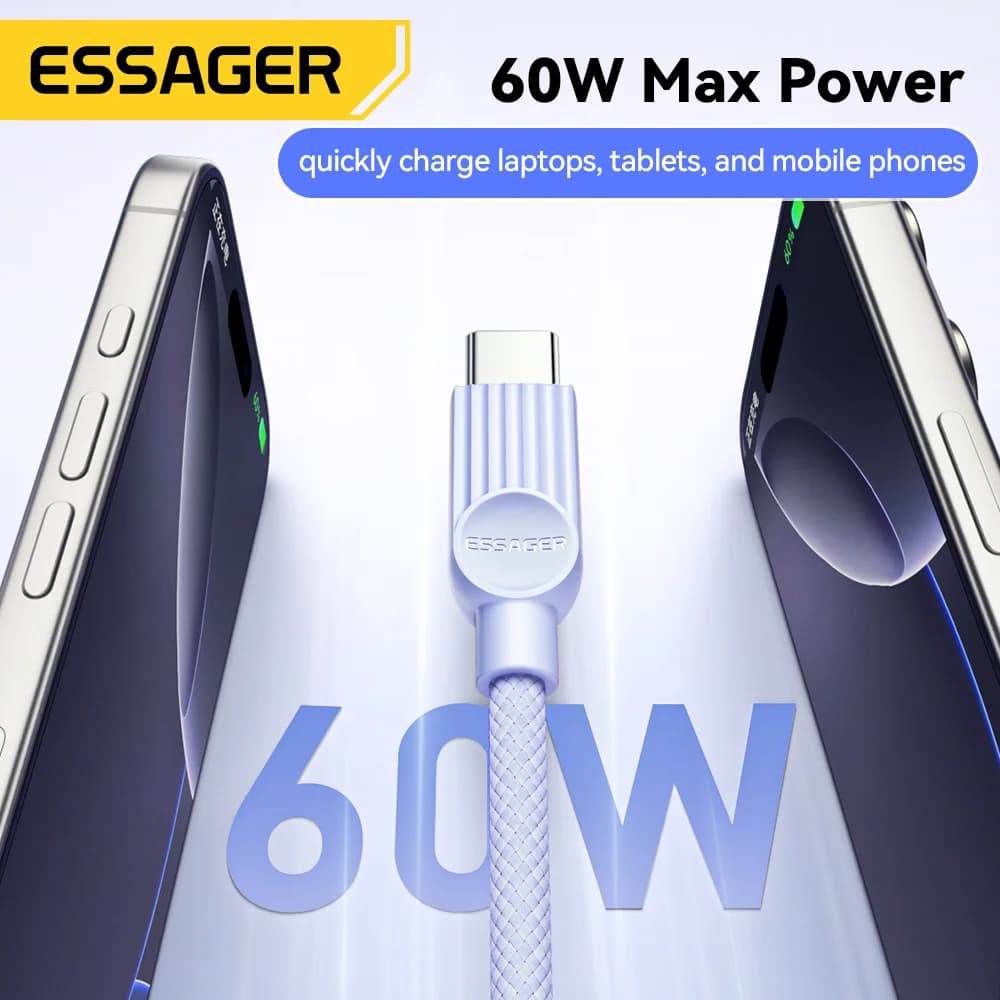 Barevný USB-C na USB-C nabíjecí kabel 60W