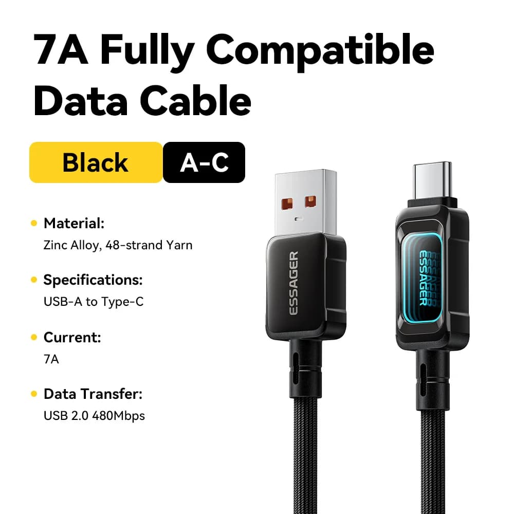 100W LED kabel USB-C na USB-C pro rychlé nabíjení