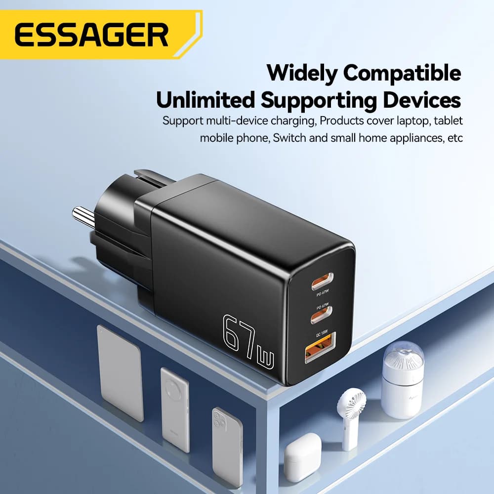GaN nabíječka USB Type-C s volbou zástrčky EU/KR