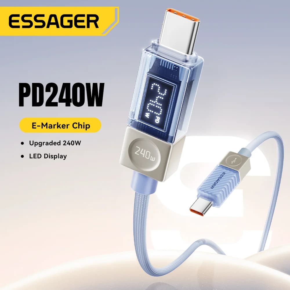 Kabel USB-C s LED displejem, 240W, podpora PD 3.1 (100W)