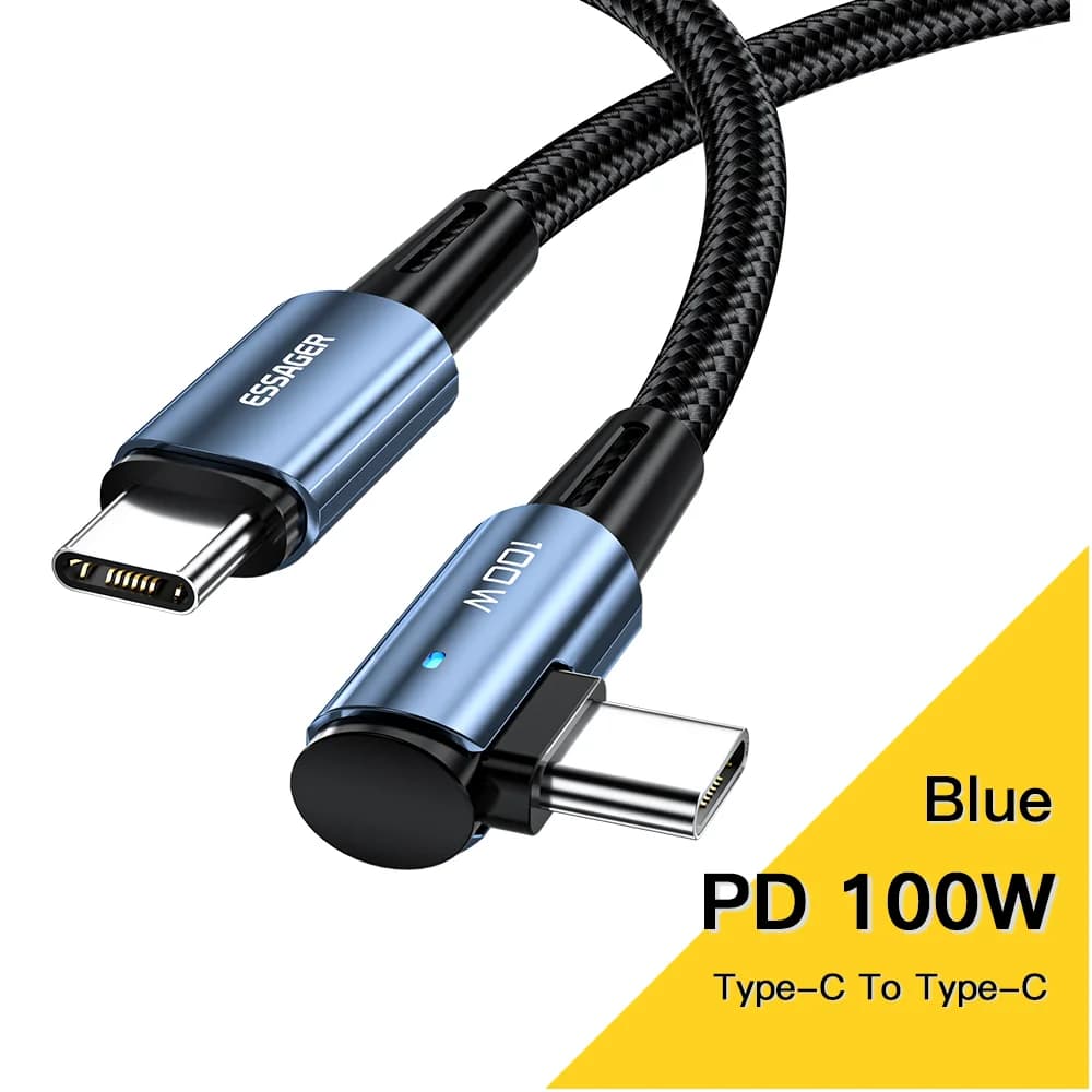 100W 90-stupňový USB-C na USB-C rychlonabíjecí kabel