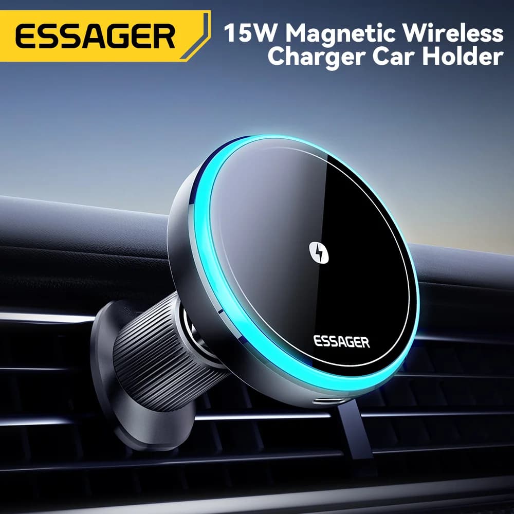 Magnetický bezdrátový držák do auta s LED osvětlením 15W
