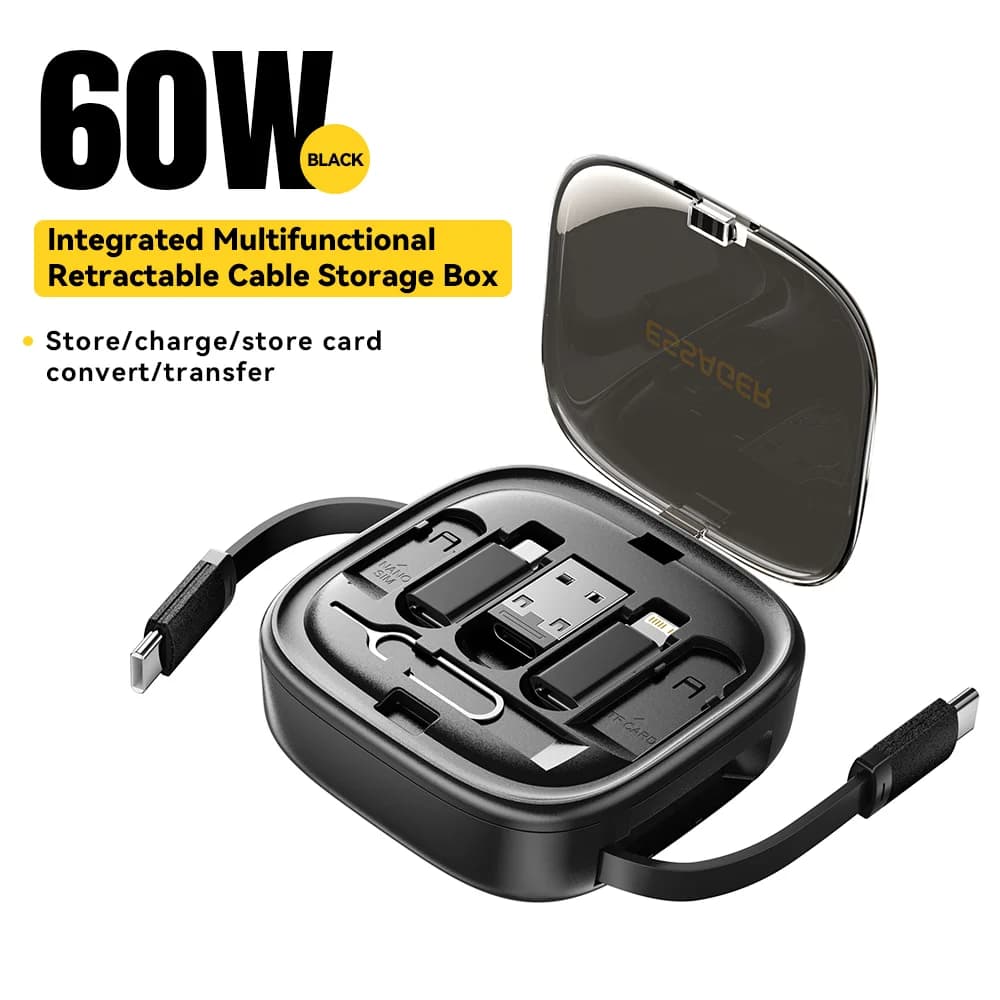 60W multifunkční sada USB-C kabelů s úložištěm pinů