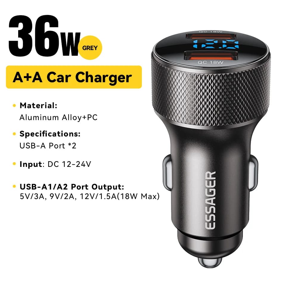 Auto-nabíječka 45W s duálním portem USB-C a displejem