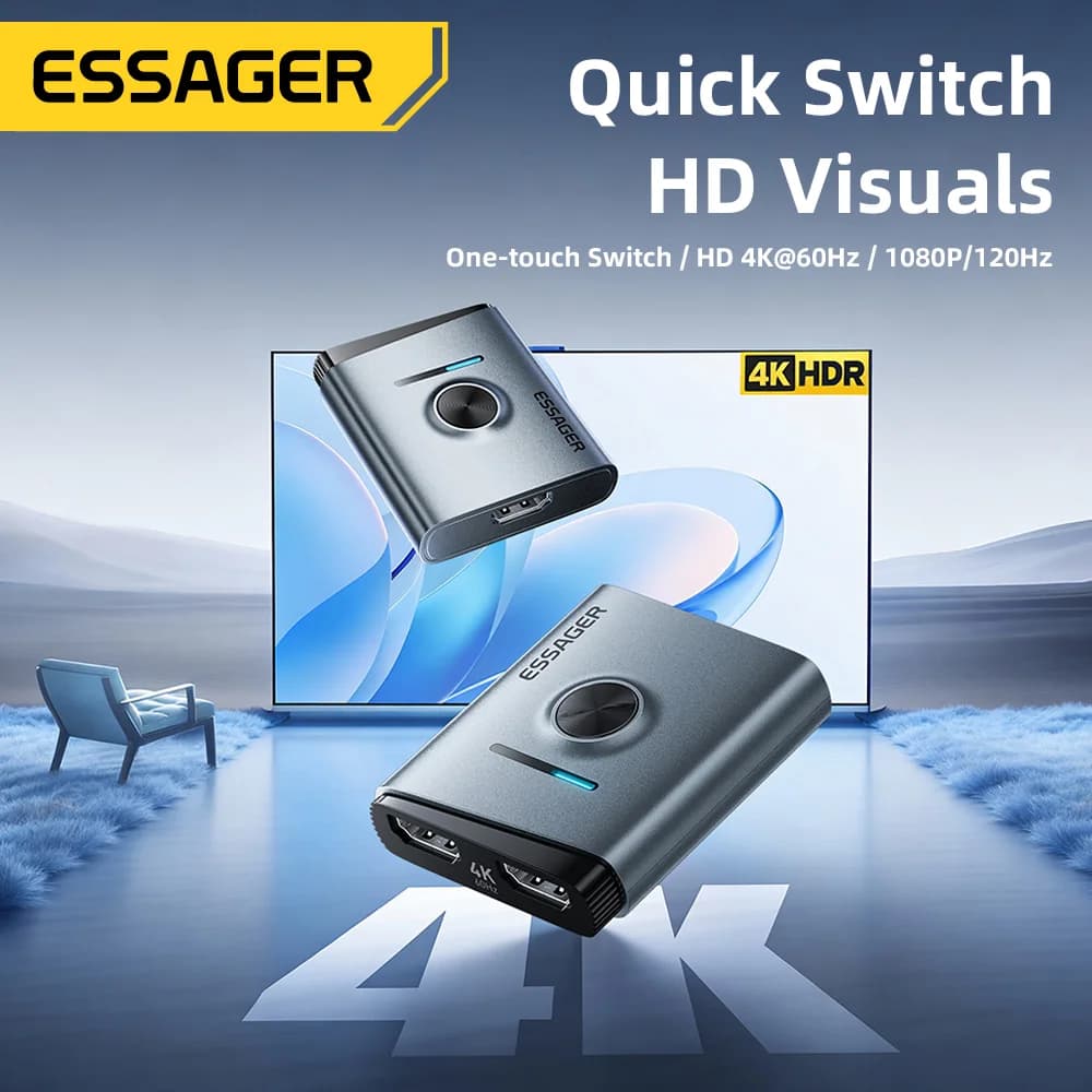 Přepínač HDMI 4K 60Hz 2v1 Splitter Adaptér