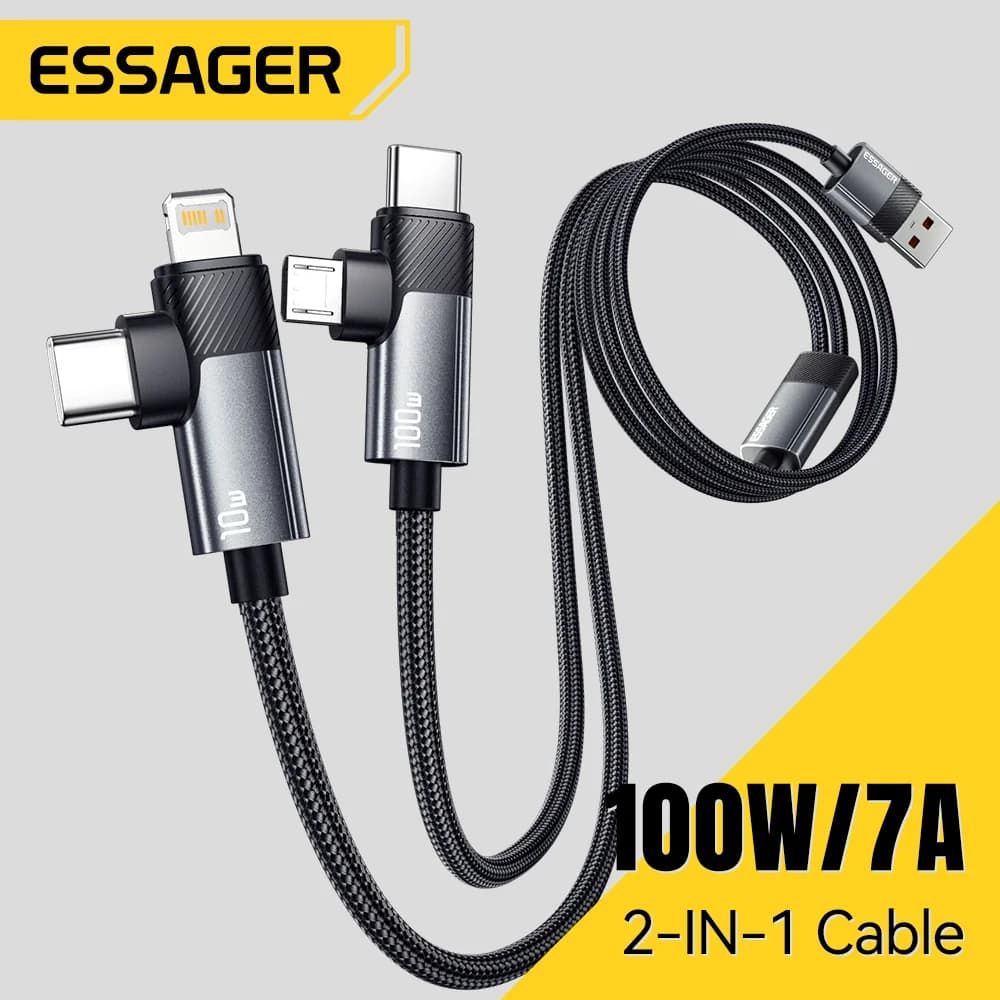 Univerzální nabíjecí kabel 2-v-1 100 W Type-C a Lightning
