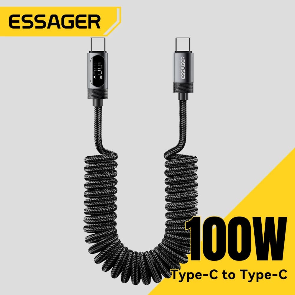 Pružinový automobilový kabel USB-C na USB-C 100 W