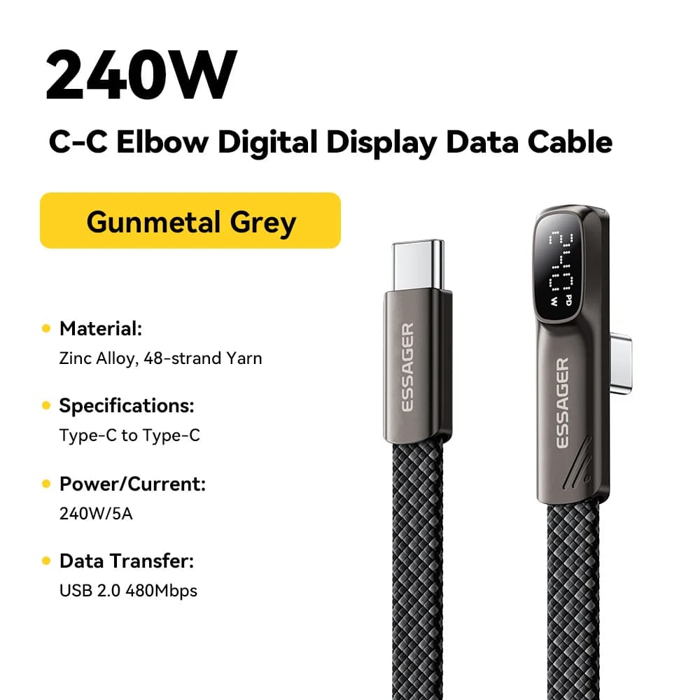 Elbow 240W USB-C kabel pro rychlé nabíjení