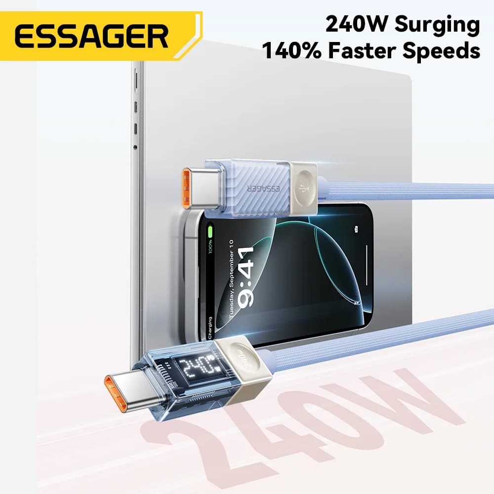 Kabel USB-C s LED displejem, 240W, podpora PD 3.1 (100W)