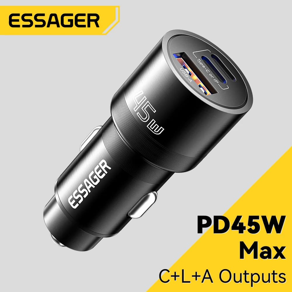 45W USB-C auto nabíječka s PD a QC 3.0