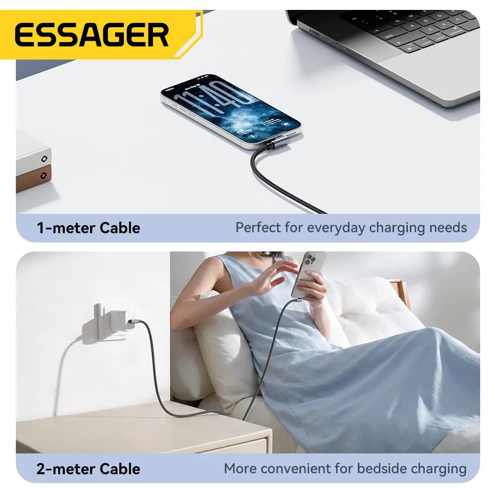 Zakřivený kabel USB-C na USB-C pro rychlé nabíjení 100W