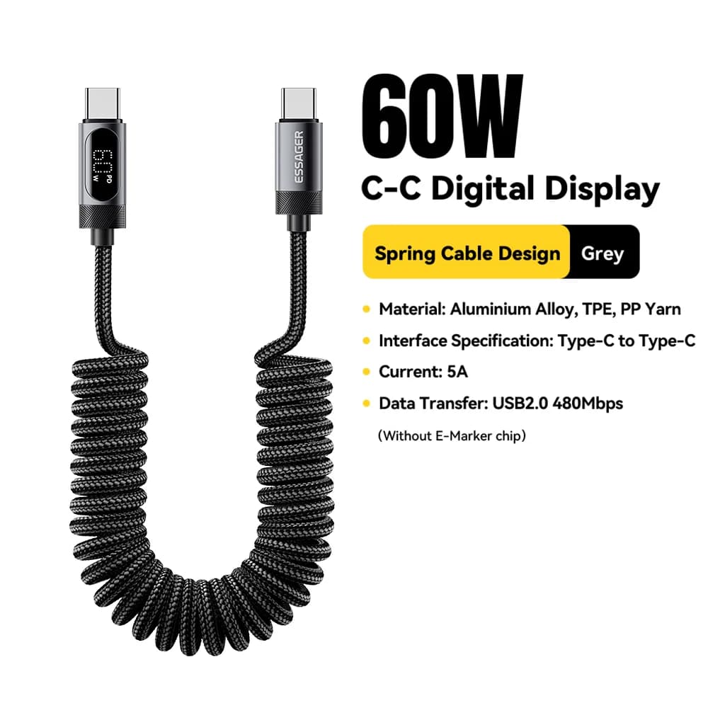 Pružinový automobilový kabel USB-C na USB-C 100 W