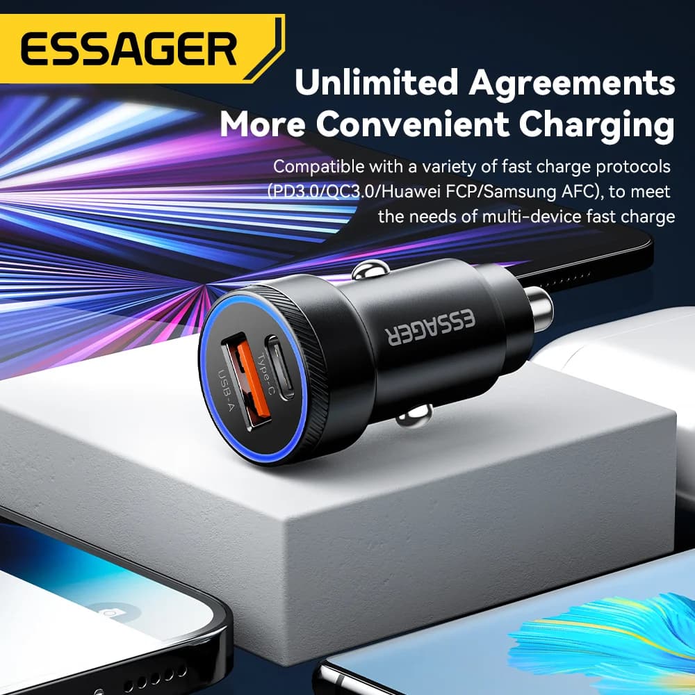 Automobilová nabíječka USB 54W s PD a QC 3.0