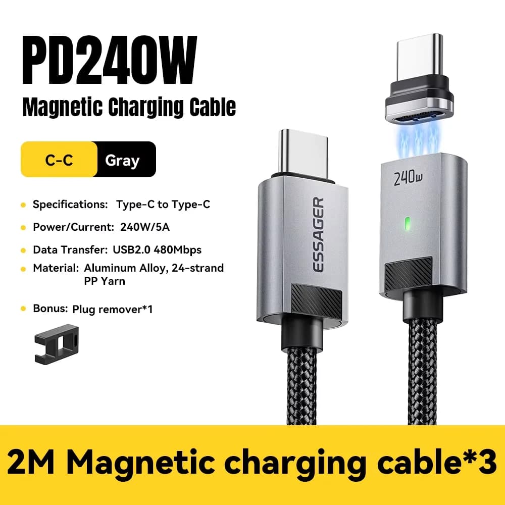 240W magnetický USB-C na USB-C nabíjecí kabel