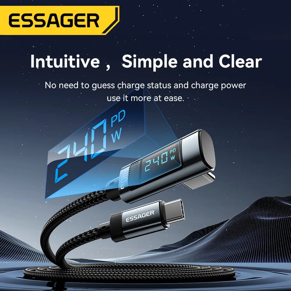 240W USB-C na USB-C kabel s úhlem 90 stupňů